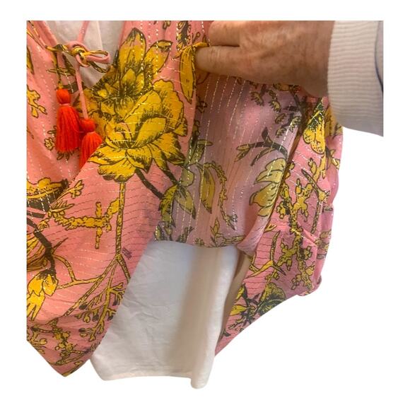 Vero Alfi Maldiva Boho Peasant Blouse w Tassels and Metallic Made in India‎ sz 2 - Picture 3 of 9